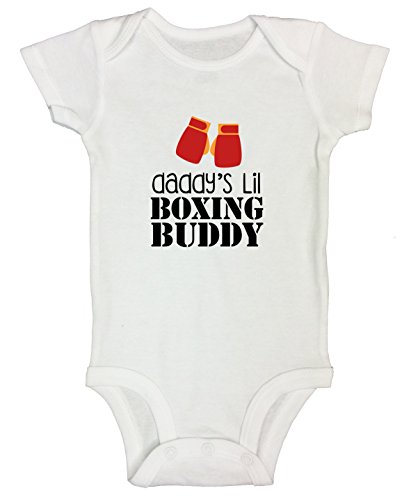Funny Threadz Kids Boys Funny Onesie â€œDaddy Lil Boxing Buddyâ€ Fighting MMA UFC Kids Shirt 3-6 Months, White