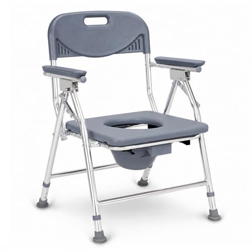 Image of KosmoCare Deluxe Commode Chair - Heavy Duty | Height Adjustable Commode Chair with Aluminium Frame | Toilet Chair with Pot and Lid | Lightweight bedside Commode Chair for Adults, Elderly, & Handicap