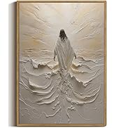 ZZTCYSU Jesus Wall Art Christian Canvas Wall Decor Jesus Walking on Water Back Painting Picture M...