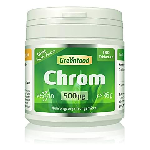 Chrom, 500 µg, hochdosiert, 180 Tabletten - gut für den Blutzuckerspiegels und den Stoffwechsels von Makronährstoffen. OHNE künstliche Zusätze, ohne Gentechnik. Vegan Cover
