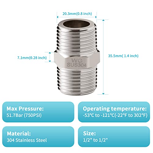 OFFO Duschschlauch verlängerung, Doppelnippel 1/2 Zoll Edelstahl Duschschlauch Verlängerung Schlauch Extra langer Brauseschlauch
