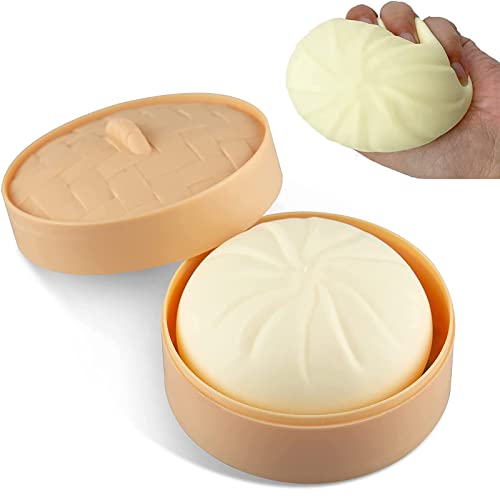 Bartogro Dumpling Squishy Dough Balls Fidget Toy Stress Ball Squeeze Ball Squishy Bun Anxiety Relief Adult Squishy Toy Bun in Steamer Squishy Dumpling Fidget Sensory Toy Anti Stress ADHD ADD