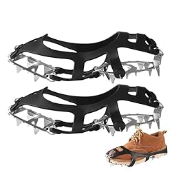 Kixolazr Crampones,Crampones Universales Antidesli...: Aplicación Amplia: Estos crampones para botas incluyen púas multiángulo que aseguran una tracción dependable en nieve blanda, mejorando la seguridad en caminos helados y making them ideal equipo de senderismo para aventuras versátiles. Perfectos para...