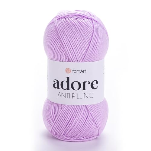 1 Skein YarnArt Adore, Antipilling Yarn, 100% Antipilling Acrlylic, 100 g (3.5 oz), 280 m (306 yd), 3 : Light-DK, Lilac - 362