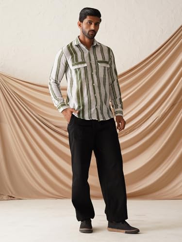 Image of Indian Needle Men's Striped Regular Fit Shirts
