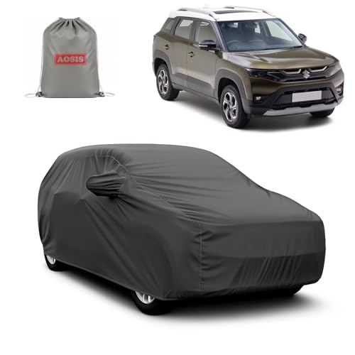 Image of AOSIS 'Waterproof' Car Cover Compatible with Maruti Suzuki Brezza Lxi /VXI /Zxi 300 GSM Uly Coated Thick Fabric 4X4, Adjustable Belt Buckle, Elastic Grip