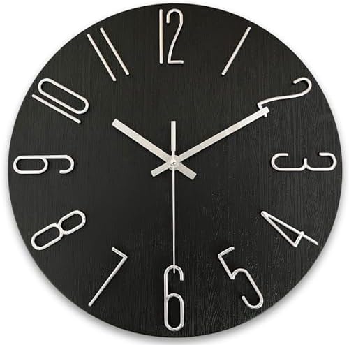 10 Inch Battery Operated Wall Clocks, Silent Non Ticking Analog Clock