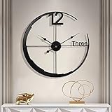 KEQAM Large Wall Clock,Modern Minimalist Wall Clock Round Silent Non-Ticking Battery Operated Decorative Clocks for Living Room/Entryway/Kitchen/Bedroom/Office/Home Metal Wall Decor 24 inch