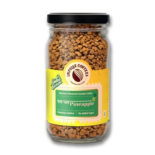 Image of Impulse Coffees Pal Pal Pineapple Instant Coffee Powder|Fruity,Sweet Aroma Flavoured Coffee|Dark Roasted Arabica Coffee Powder|Tropical & Fruity Instant Coffee Premix|Ideal Hot & Cold Coffee Mix|50 Gm