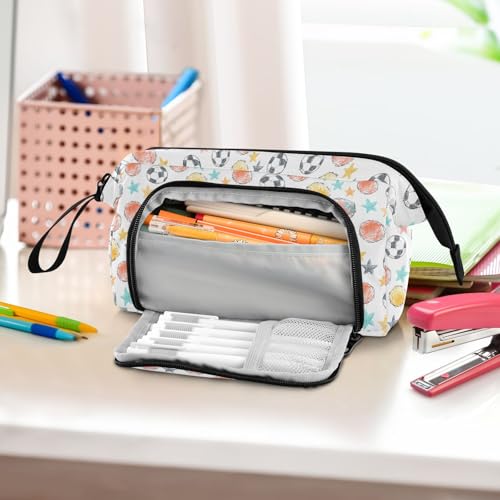Image of Big Capacity Pencil Case Pen Case Canvas Bag Make-up Pen Pouch for Office College School Kids Teens Student Sketchy Multicolor Balls Pattern