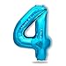 FUNXGO® Ballons Anniversaire 4 an Bleu - Gros Ballon Chiffre 4 Numéro 4 - Happy Birthday Decoration Ballons Fête d'anniversaire Ans Vole Grâce à l'Hèlium 4 Ballons 4