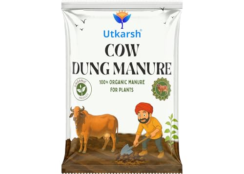 Image of Utkarsh Cow Dung Manure 900 gm, 100% Natural Organic Fertilizer for Plants, Nutrient-Rich Microbial Compost, Improves Plant Health, Water Retention & Soil Fertility, Sourced from Desi Gaushalas