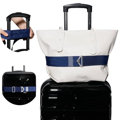 TOOVREN 2-in-1 Luggage Straps Add a Bag Bungees Travel Belt for Luggage Strap for Backpack Attachment Over Handle Carry On Bag Adjustable Elastic Suitcases Belt Travel Accessories Blue