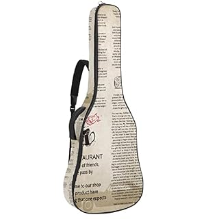 Étui de protection rembourré pour guitare acoustique classique Motif journal vintage, Multicolore 10., 42.9×16.9×4.7 in… - Les Beatles, Paul McCartney, John Lennon, RIngo Starr, George Harrison