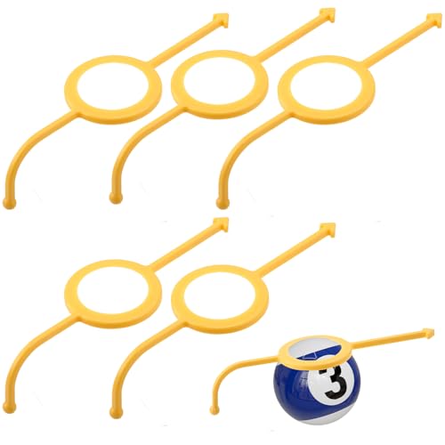 Denwwico 5-Piece Billiards Aiming Trainer Pool Table Accessories, Precision Cue Ball Aiming Aid for 2-1/4 Inch Balls, Yellow