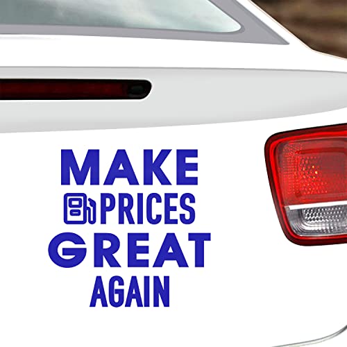 Vesvory Lot de 2 autocollants « Make Prices Great Again » - Autocollants « Make Gas Cheap Again » - Autocollant en vinyle imperméable pour pare-chocs de fenêtre - Bleu réfléchissant