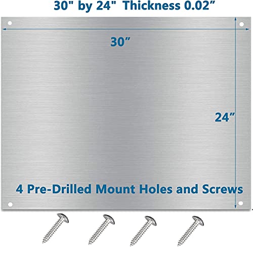 Image of 24 x 30-inch Reversible Stainless Steel Backsplash for Kitchen wall,Splatter Guard and Cooking Shield, Range Hood Accessories to Keep Kitchen Clean, Four Pre Drilled Holes for Easy Installation