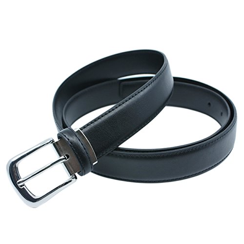 YEHMAN Cintura classica larga 3 cm in pelle scamosciata bovina, regolabile, fibbia ad ardiglione color argento 120 cm, Nero , 120