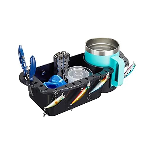 Kemimoto Boat Caddy Organizer, Marine Cup Holder Universal Fit for Bass Boat Kayak Pontoon Jon Boat Fishing Caddy Cabin Storage