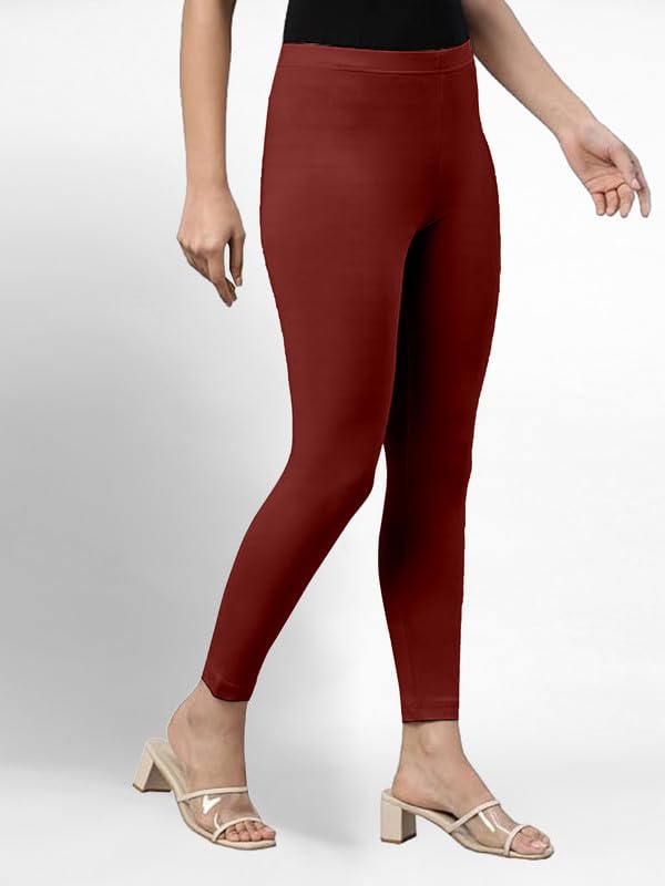 Image of TRENDMALLS Women's Super Combed Cotton Elastane Stretch Ankle Length Leggings with Ultrasoft Waistband