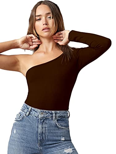 Image of Aahwan Solid One Shoulder Fitted Top for Women's & Girl's