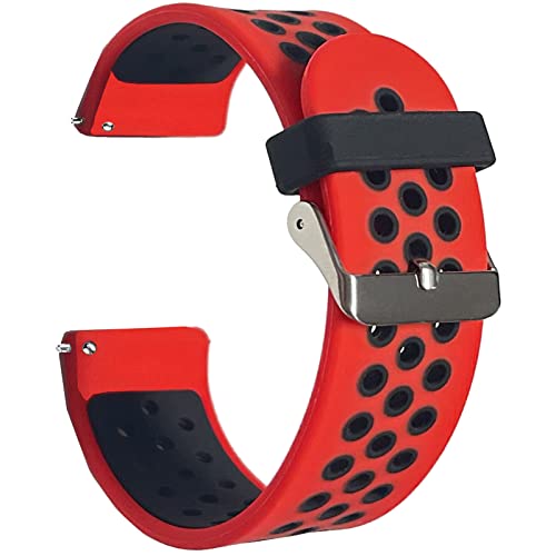 Veczom 20Mm Silicone Watch Band For Gizmo Watch Quick Release Replacement Watch Band For Men And Women Compatible With Samsung Galaxy Watch//Pebble Time/Fossil/Ticwatch Smart Watch (Red Black, 20Mm) #TOP10
