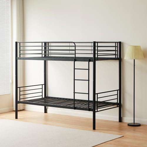 REINFORCED BEDS Bircham Bunk Bed 90 x 190 cm, Black, Strong Bunk Bed