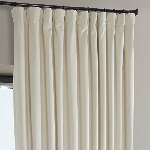 Image of HPD Half Price Drapes Signature Plush Extra Wide Velvet Blackout Curtains for Bedroom (1 Panel), 100W X 108L Hotel Black Out Curtains for Living Room, Thermal Insulated Blackout Curtains, Diva Cream