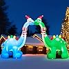 SIKADEER 12FT Christmas Inflatable Dinosaur Arch with Bright LED Lights, IP68 Waterproof Fan, Large Blow Up Outdoor Christmas Archway Yard Decoration for Holiday, Lawn, Party, Garden #4