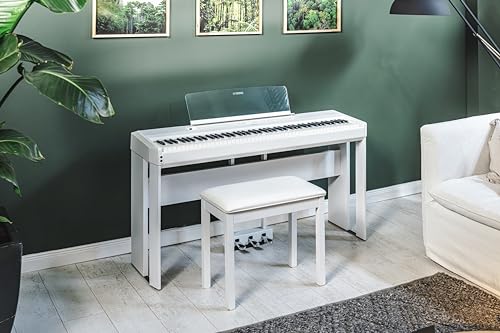 Image of Yamaha 88-Weighted Wooden Key Digital Piano Keyboard, Premium Sound and Touch, Music Rest, Sustain Foot Switch, White (P525WH) | 88-Key Grandtouch-S Wooden Keys, Yamaha Cfx and Bosendorfer Voices, Binaural Sampling, Built-in 2-Way Speakers