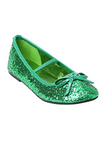 Girls Green Glitter Ballet Flats Medium