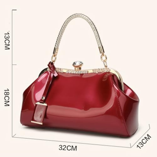 Womens Glossy Patent Leather Clutch Handbag Designer Luxury Tote Shoulder Bag Large Wedding Evening Purses4