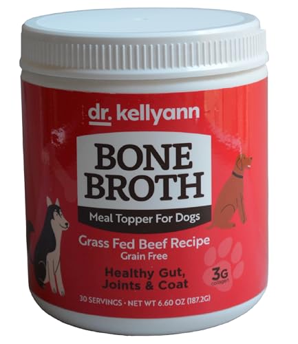 Dr. Kellyann Bone Broth Meal Topper for Dogs | Grass-Fed Beef Recipe | 3g Collagen | Supports Healthy Digestion & Joints | Shiny Coat | Grain Free | 6.60 oz