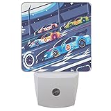 Sports Cars Race Track Night Light Set of 2 Nightlights Plug in LED Nightlight Auto...