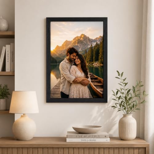 Image of AARVI Personalized A3 Photo Frame with Custom HD Photo Print | Premium MDF Wooden Wall Hanging Picture Frame for Birthday, Anniversary & Wedding Gift (Black)