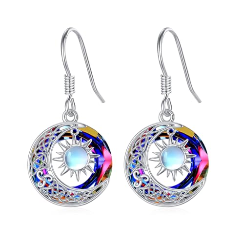Boucles d'oreilles pierre de lune hypoallergéniques en argent pour oreilles sensibles