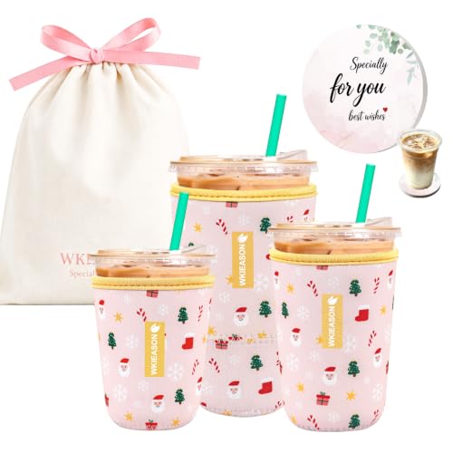 Image of WKIEASON Iced Coffee Sleeve Reusable Coffee Cup Sleeve Coolies 16-32oz