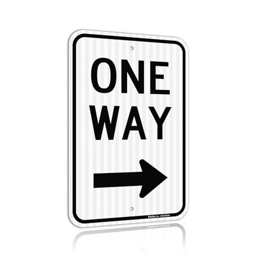 Faittoo One Way Sign with Right Arrow 18x12 Inches Engineer Grade Reflective Rust Free Aluminum Weather/Fade Resistant UV Protected Easy to Mount Indoor/Outdoor Use