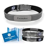 "PACEMAKER" Sport/Slim Reversible Medical Alert ID Bracelet for Men and Women