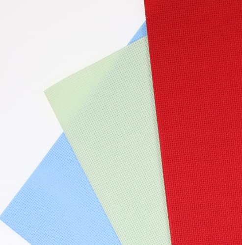 Image of KCS 3 pc of 12 inch x 18 inch(30cmx45cm) 18CT Counted Cotton Aida Cloth Cross Stitch Fabric (Light Blue+Light Green+Red)