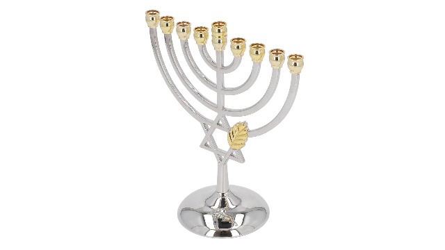 TISHITA Hanukkah Menorah 7 Branch Menorah Traditional Metal Sturdy Base Candle Holder Candle Stand For Banquet Dining Room Decoration