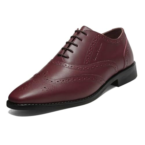 Image of LOUIS STITCH Men's Formal Lace-Up Wingtip Brogues | Handmade Italian Leather Shoes | Premium Oxford Dress Shoes for Men | Business, Wedding Sizes 6-12 |RXBG