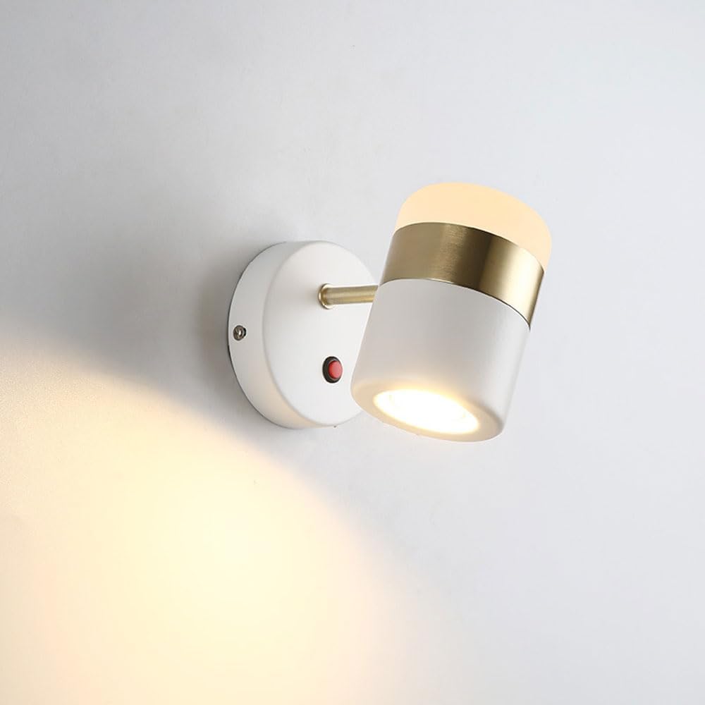 Nordic Reading Wall Lamp Modern Rotatable Bedroom Wall Sconce for Bedside LED Cylinder Wall Spotlight Living Room Wall Light Fixture for Bedroom Study Night Light Hotel Decor Warm Light