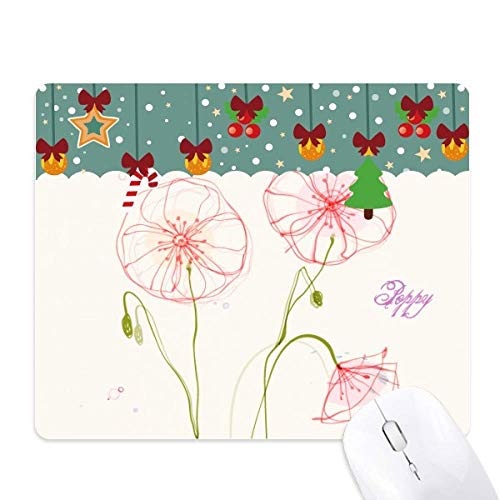 Tapis de souris Noël en caoutchouc antidérapant imprimé fleurs pour bureau