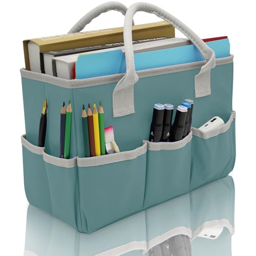 Image of Cupohus Art Organizer Craft Storage Tote Bag with Multiple Pockets (Green)