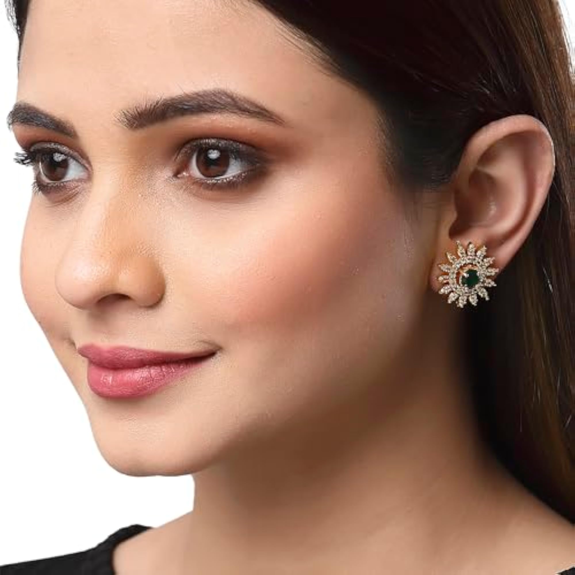 Women's Gold-Toned Multicolor Sun Stud Earrings, Changeable Set