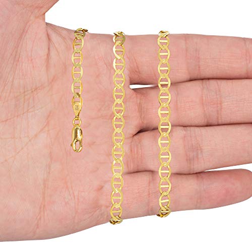 Nuragold 10k Yellow Gold Solid 4mm Anchor Mariner Link Chain Pendant Necklace, Womens Mens Lobster Clasp 16" 18" 20" 22" 24" 26" 28" 30" - Image 4
