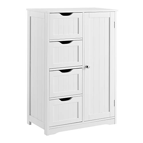 [en.casa] Armoire de Salle de Bain Étagère de Salle de Bain Commode Meuble de Rangement Coffret pour l'entrée Vintage MDF laqué 81 x 55 x 30 cm Blanc
