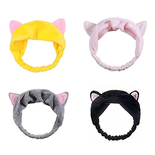 Headband Cartoon Cat Ears Pattern Skin-Friendly Cloth Face Washing Makeup Headband For Women - Black #TOP4