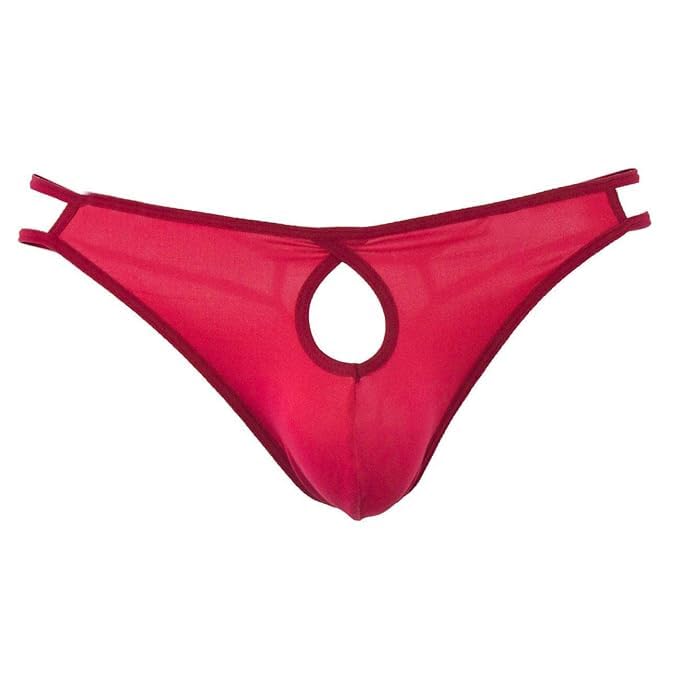 New Men's Boys Brief Thong Front Open Hole Notch-RED-image-11